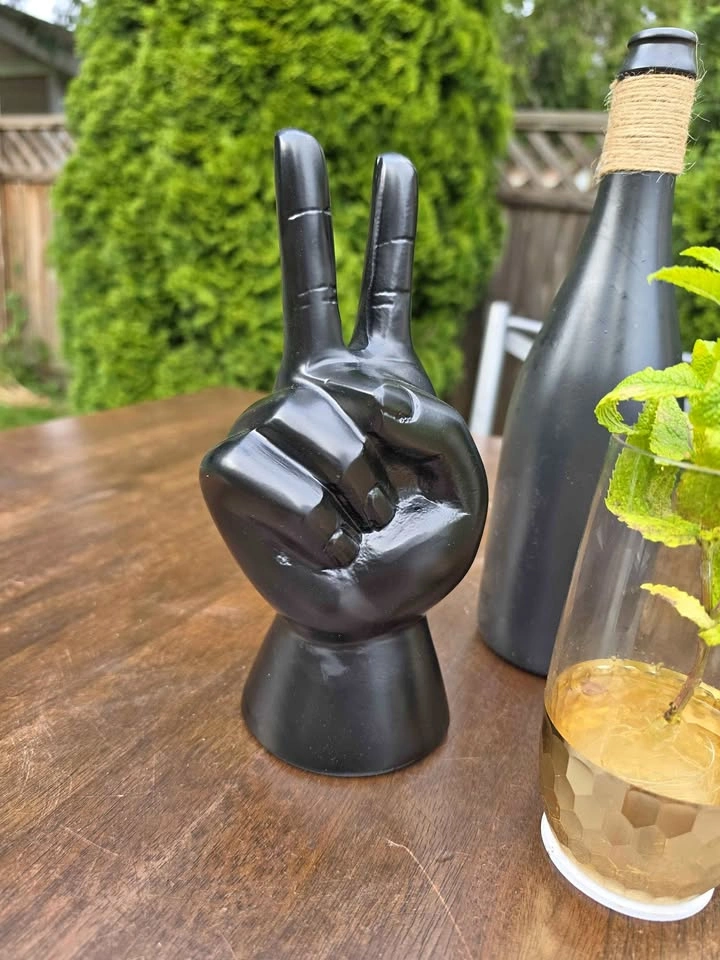 Modern Black Peace Sign Bookshelf Decor (Matching Thumbs Up Avai