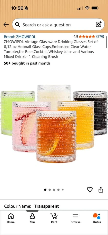 Glass Cup Set of 6 - BRAND NEW UNOPENED