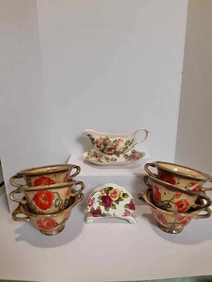 Romancing Provence Soup Bowls, Gravy Boat, and Napkin Holder