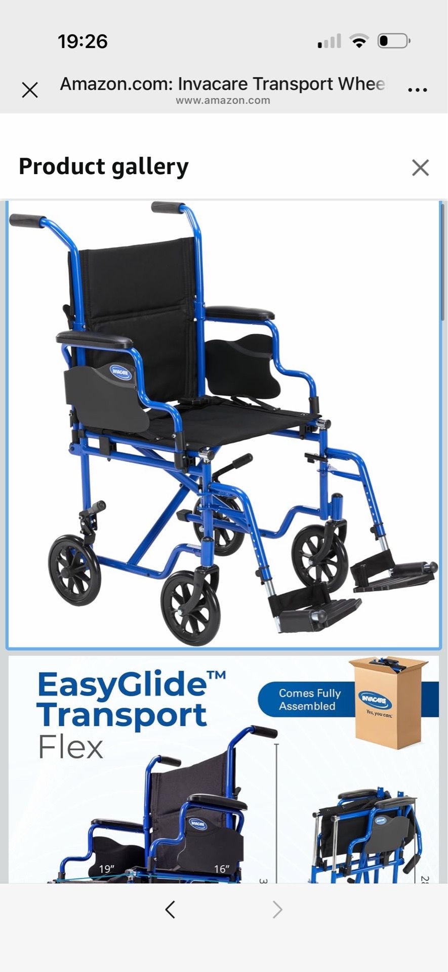 Invacare Transport Wheelchair, Lightweight & Foldable