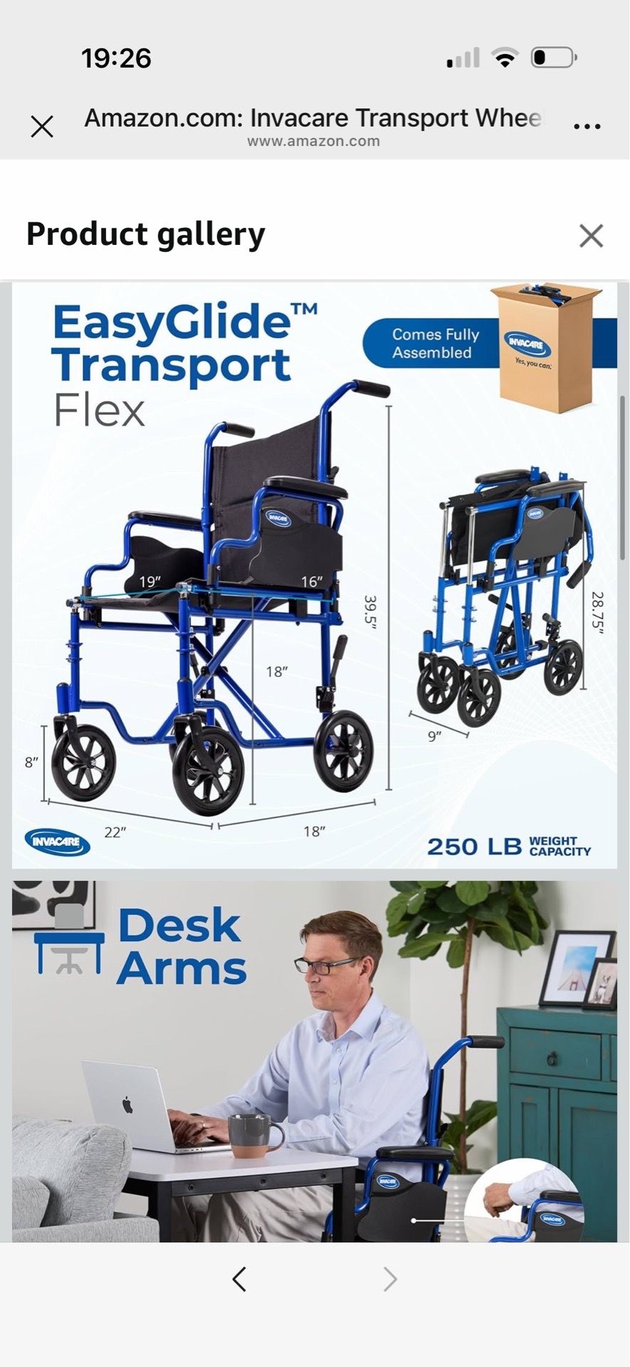 Invacare Transport Wheelchair, Lightweight & Foldable - photo 2