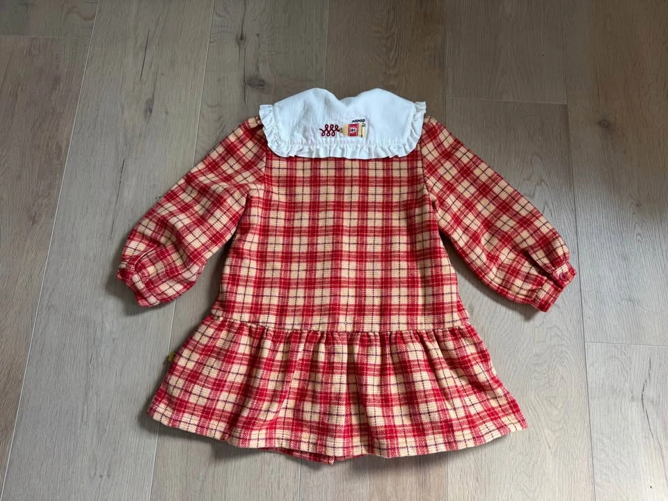 2-3Y moimoln Plaid Ruffle Collar Dress Coat - photo 2