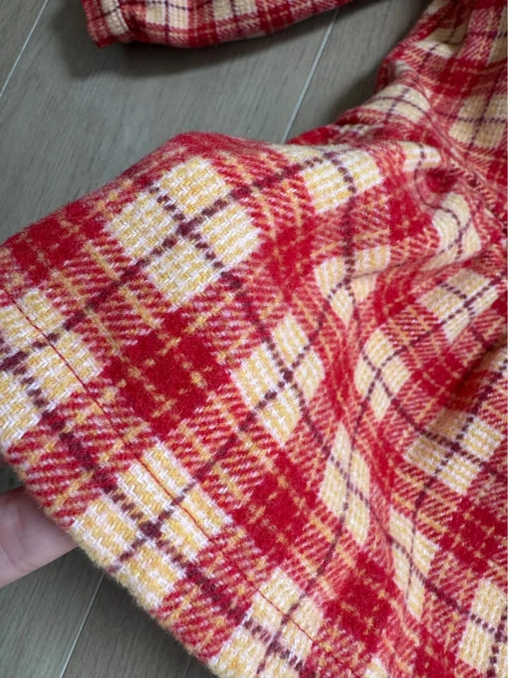 2-3Y moimoln Plaid Ruffle Collar Dress Coat - photo 5