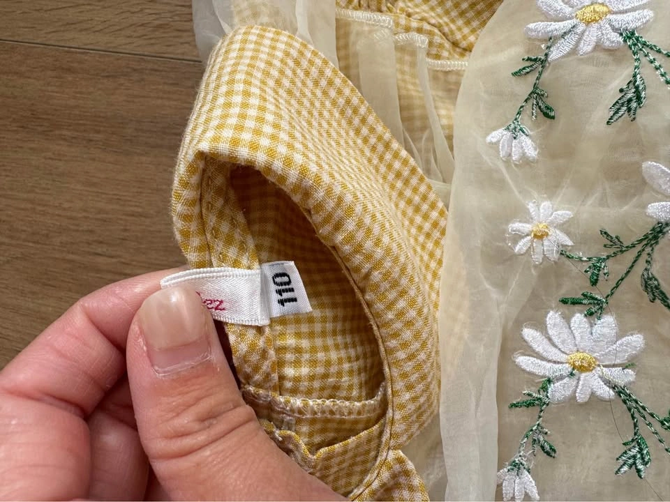 3Y Toddler Girl Yellow Gingham Daisy Dress and Bloomers Set - photo 5