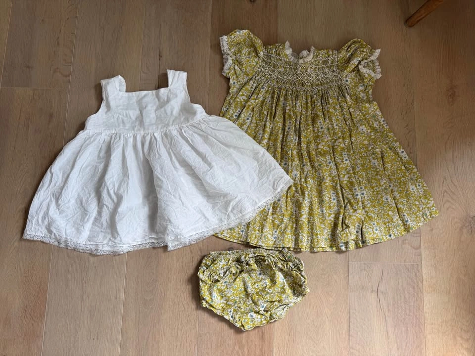 3Y Toddler Baby Girl Floral Dress Set with Pinafore and Diaper C - photo 2