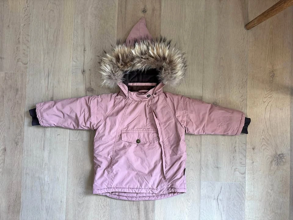 2Y Toddler Girl's Rose Pink Winter Parka with Fur Hood