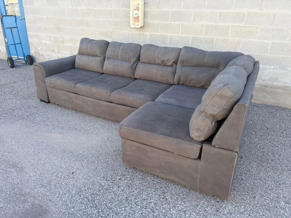 Grey Sectional Couch Set with Bed, USB Charger and Ottoman - photo 4
