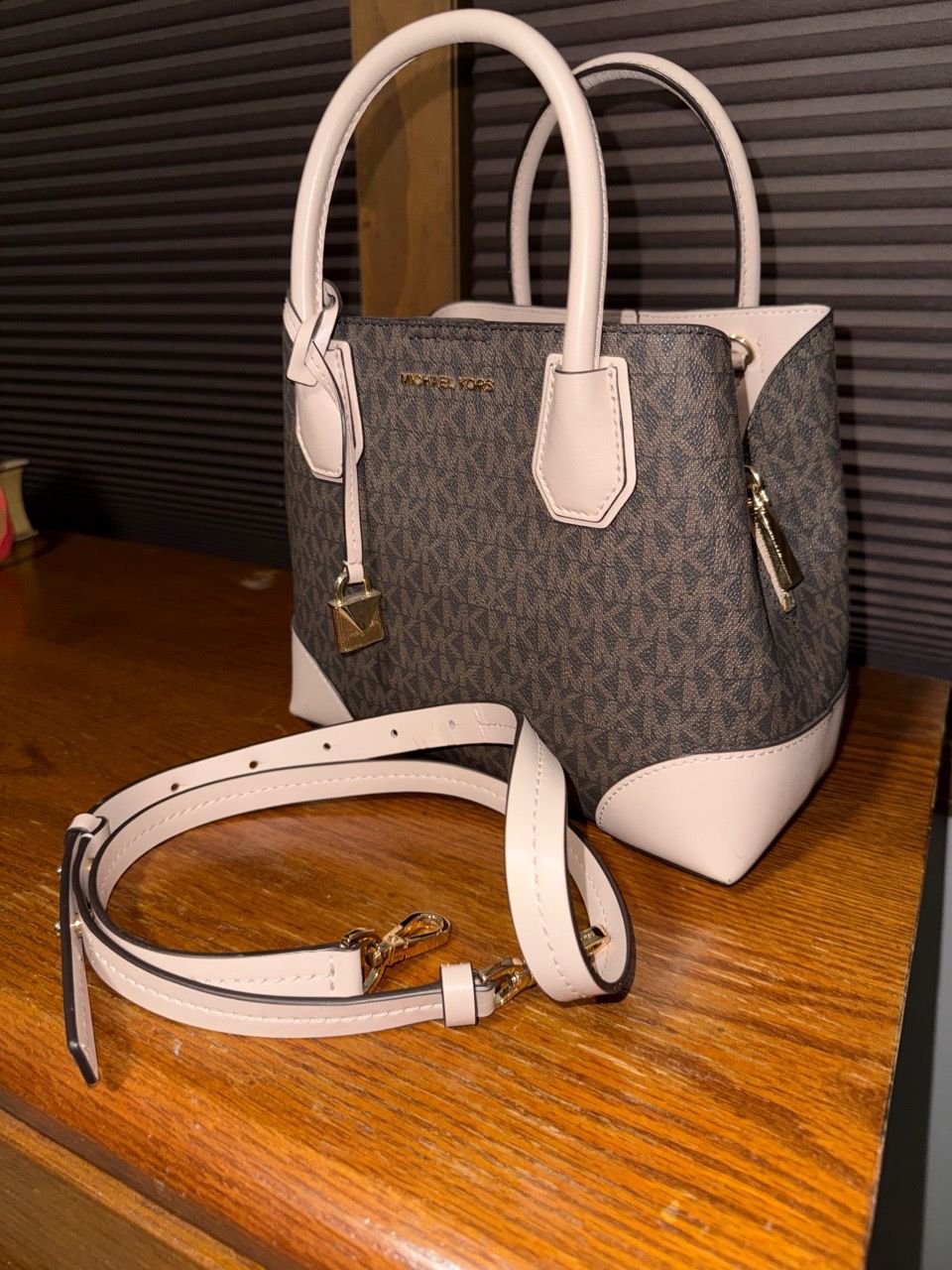 Michael Kors Pink and Brown Monogram Tote with Gold Hardware - photo 2