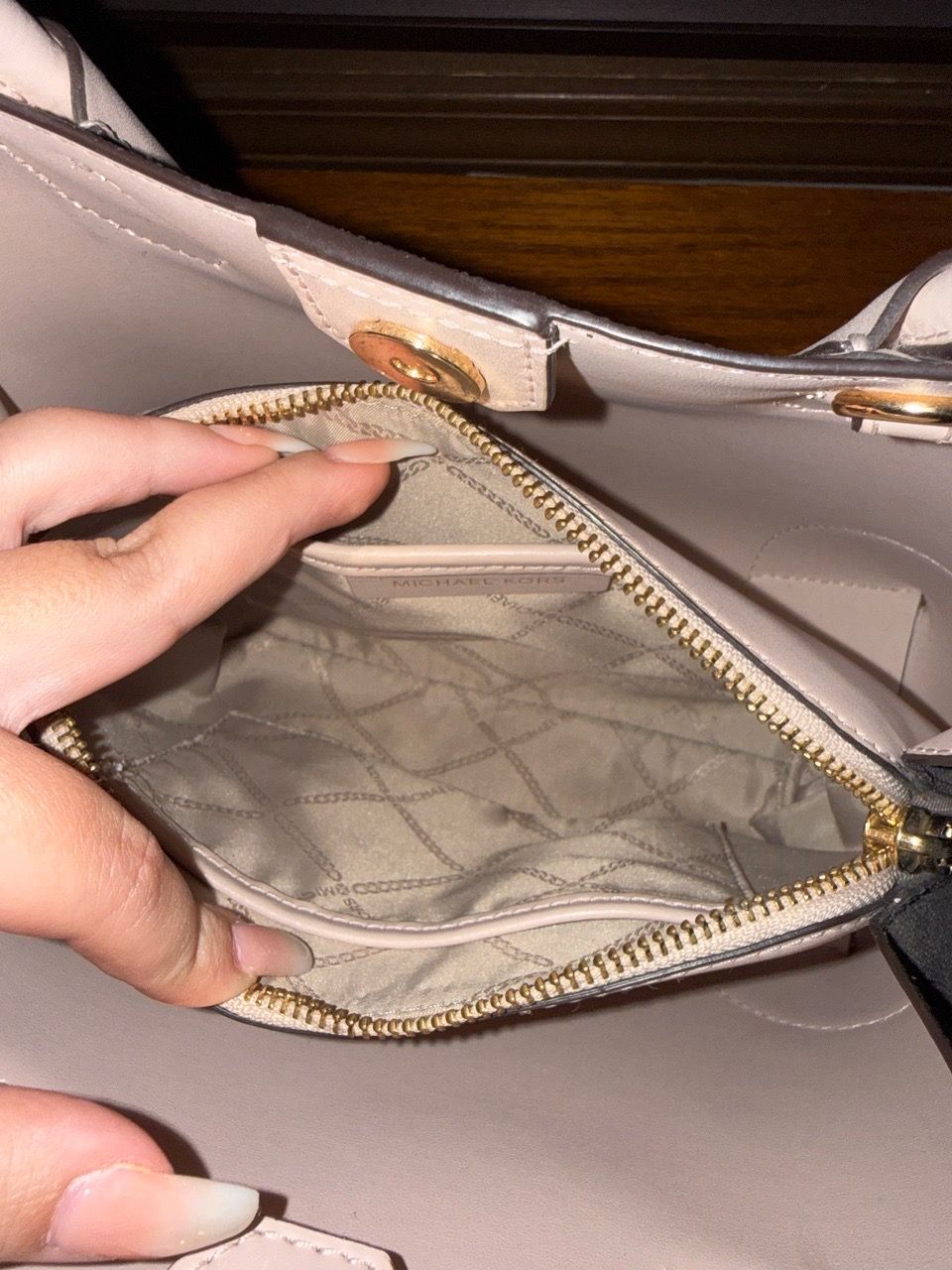 Michael Kors Pink and Brown Monogram Tote with Gold Hardware - photo 3