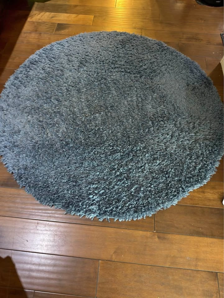 Unique Loom Zermatt Shag Collection 5' Round Rug in Dark Blue