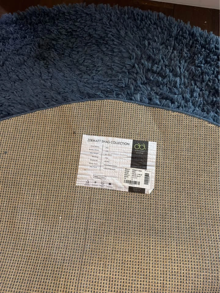 Unique Loom Zermatt Shag Collection 5' Round Rug in Dark Blue - photo 3