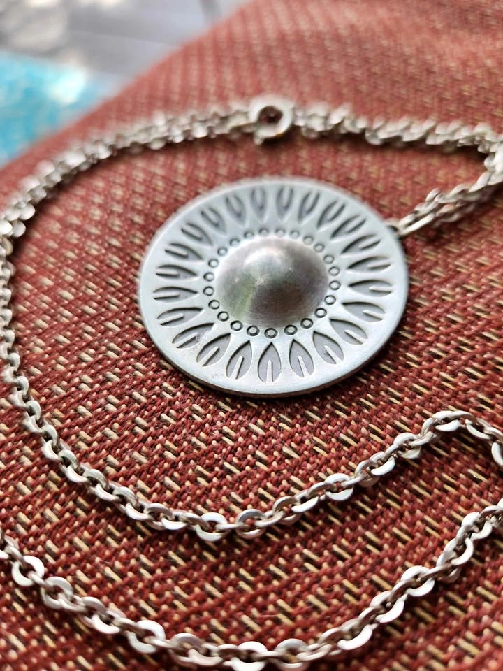 Vintage 1960s Danish Pewter Necklace by Jørgen Jensen, Model 52