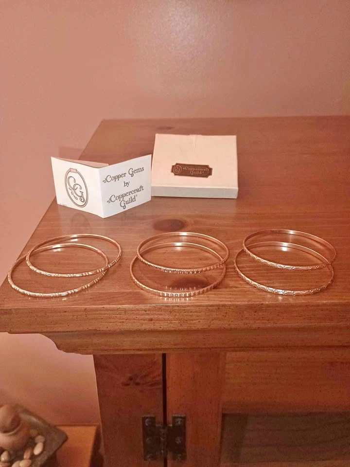6x 1970s Coppercraft Guild Copper Bangle Bracelets