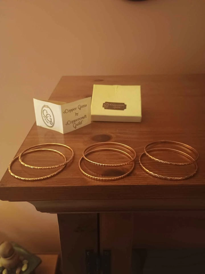 6x 1970s Coppercraft Guild Copper Bangle Bracelets - photo 2