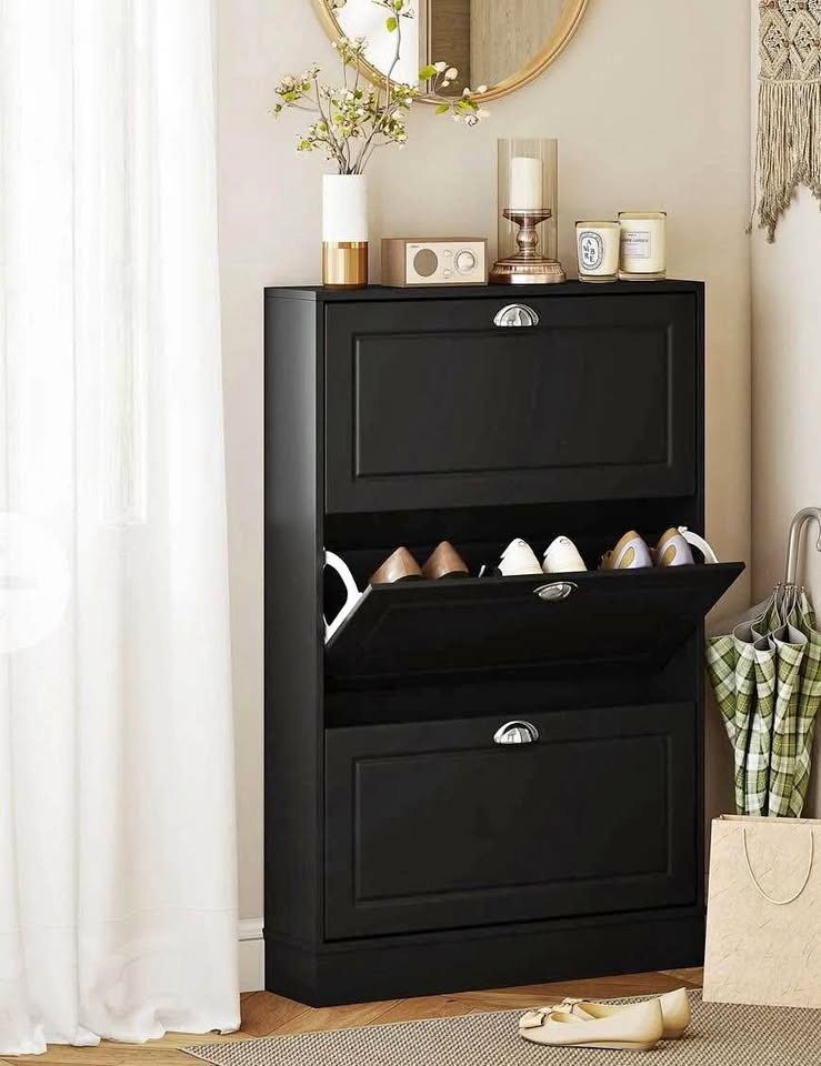 New open box 3-Drawer Shoe Cabinet - Black Finish!