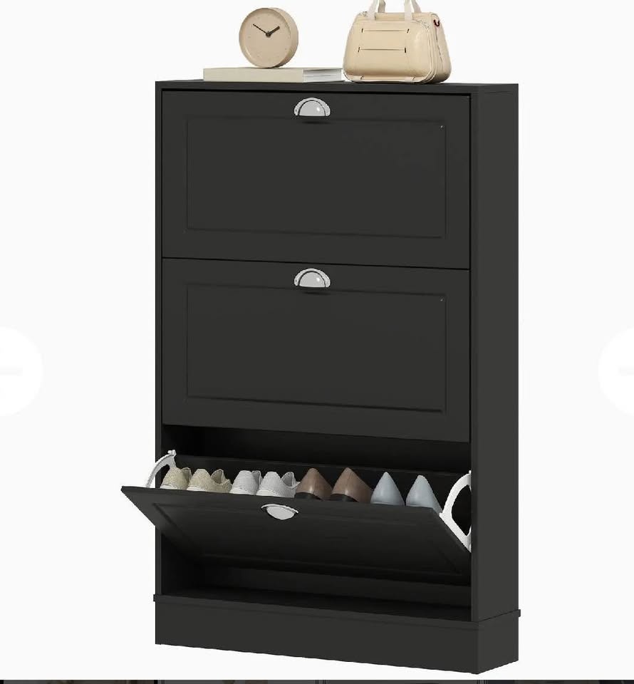 New open box 3-Drawer Shoe Cabinet - Black Finish! - photo 2