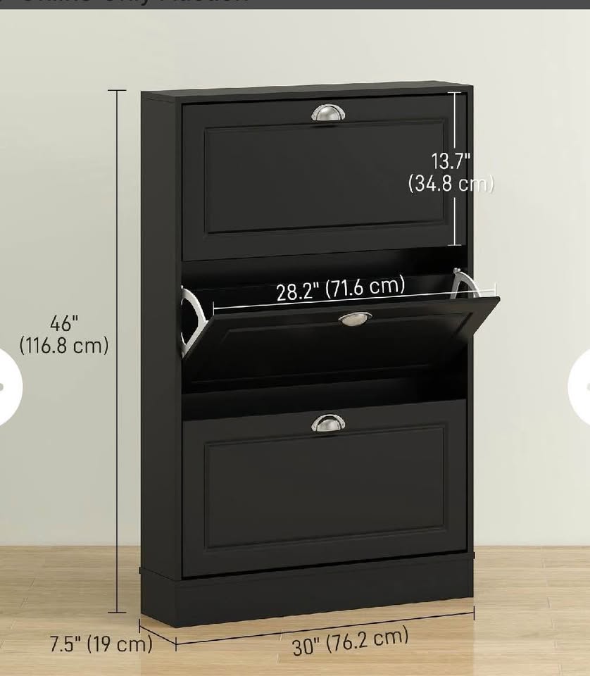 New open box 3-Drawer Shoe Cabinet - Black Finish! - photo 3