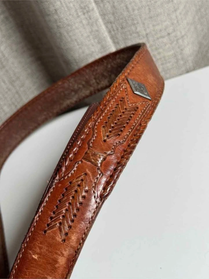 Vintage Wrangler Tooled Western Leather Belt (Unisex) - photo 2