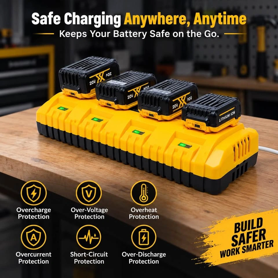 4-Port Battery Charger for DeWalt 12V/20V MAX – USB & Type-C - photo 4