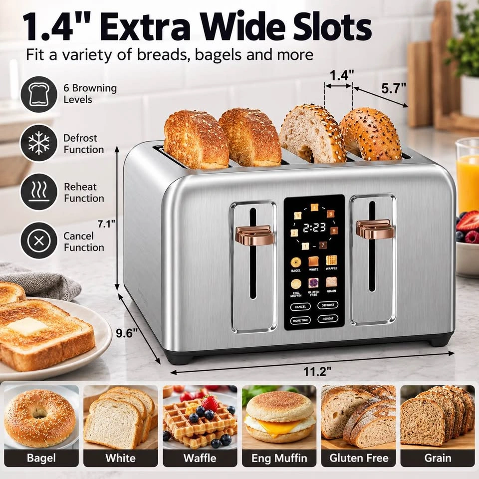 Brand New SEEDEEM 4-Slice Touchscreen Toaster – Stainless Steel - photo 2