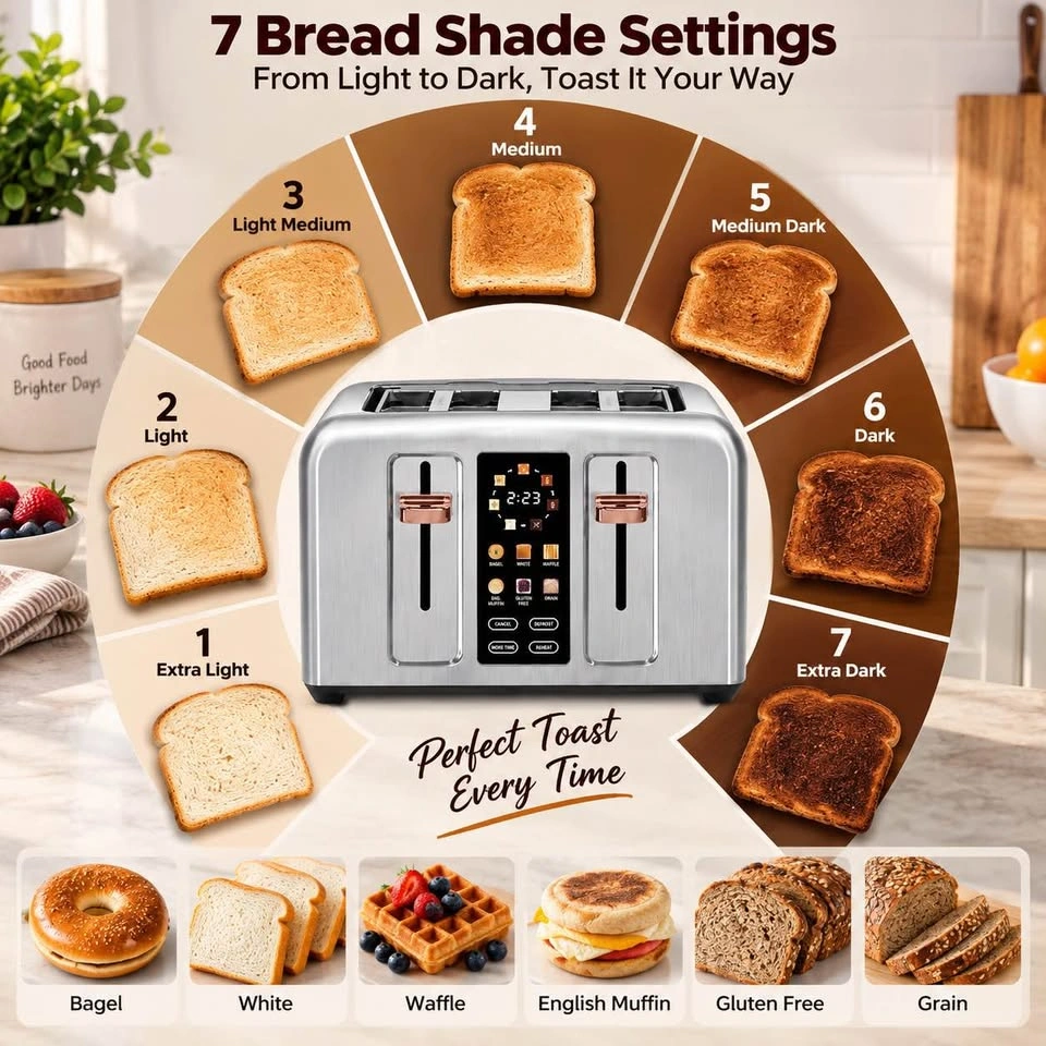 Brand New SEEDEEM 4-Slice Touchscreen Toaster – Stainless Steel - photo 3