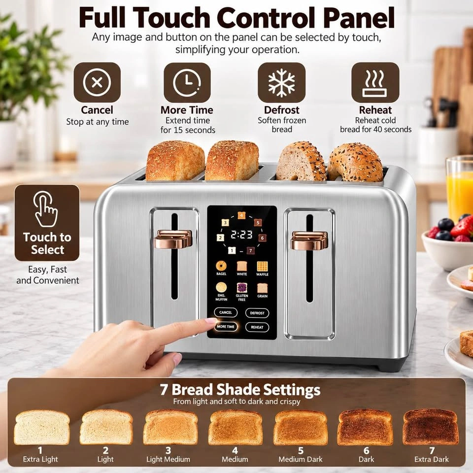 Brand New SEEDEEM 4-Slice Touchscreen Toaster – Stainless Steel - photo 4