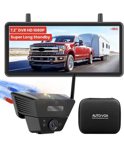 AUTO VOX Solar Wireless Backup Camera 7.2" 1080P DVR Monitor