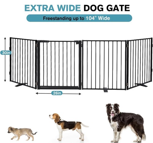 Snagle Paw Free Standing Dog Gate, 104" W x 30" H, 4 Panels, Bla - photo 2