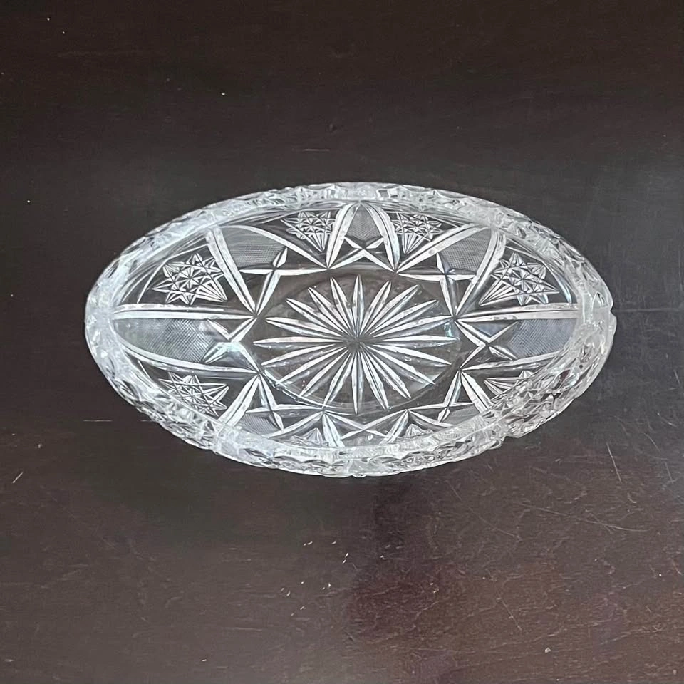Vintage 24% Lead Crystal Hand Cut Boat Bowl - photo 3