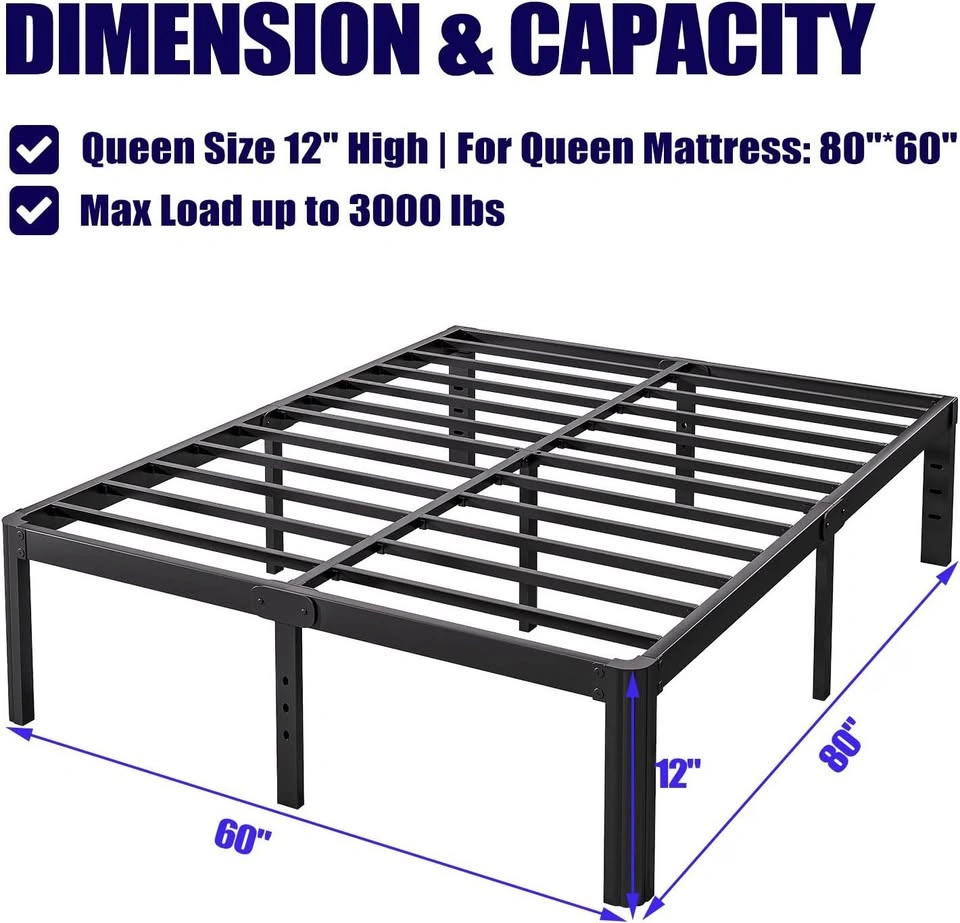 Hunlostten 12" Queen Metal Platform Bed Frame + Mattress Gaskets - photo 5