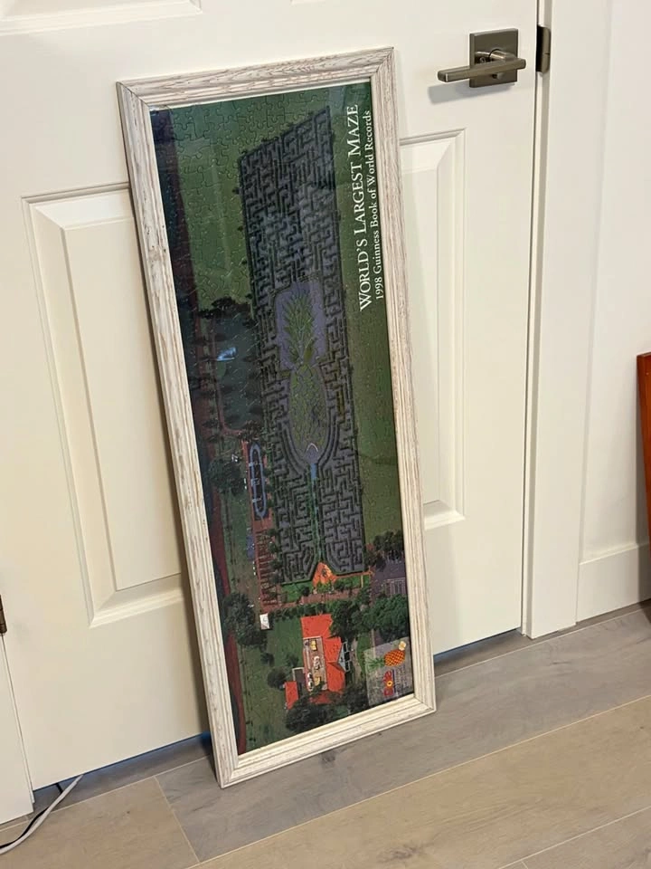 Large rustic wood frame with glass