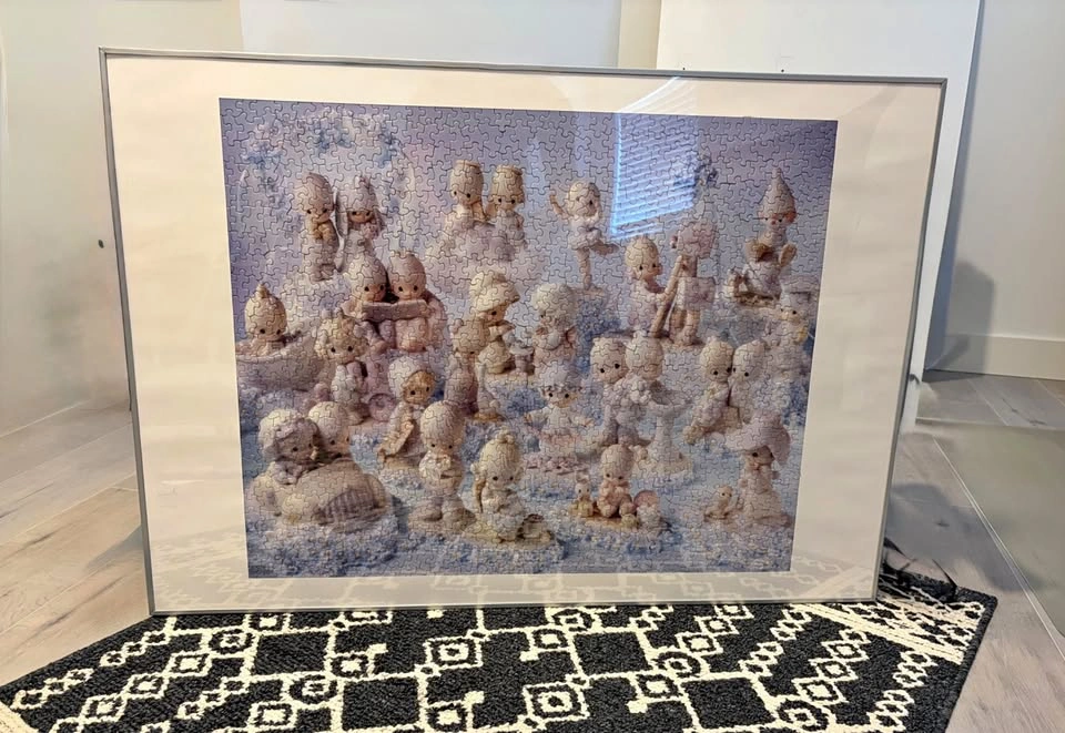 Beautiful Precious Moments Puzzle in Large Ikea Picture Frame