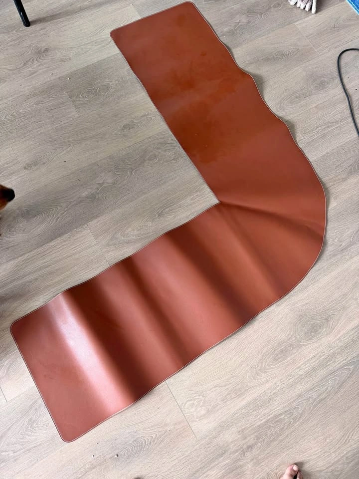 Brown Leather L Shaped Desk Runner Mat and Protector