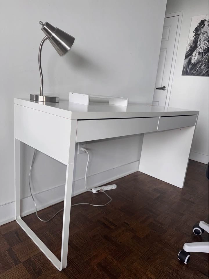 White Desk + Office Chair + Lamp + Laptop Stand - photo 3