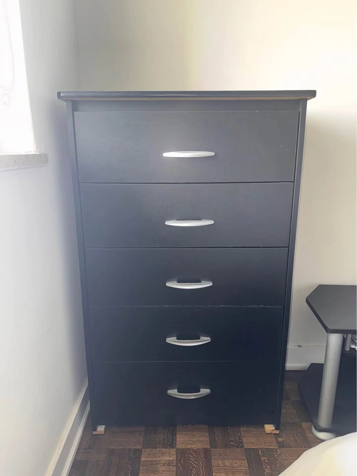 Black 5-Drawer Tall Dresser