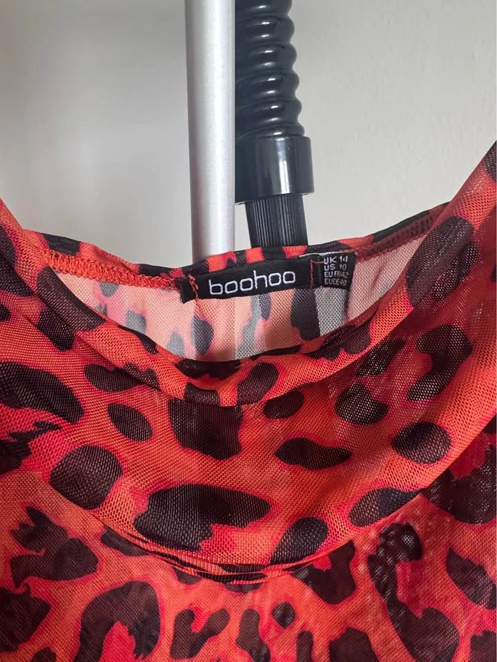 Red Leopard Slip Dress Sheer Cover Up Swim - photo 2