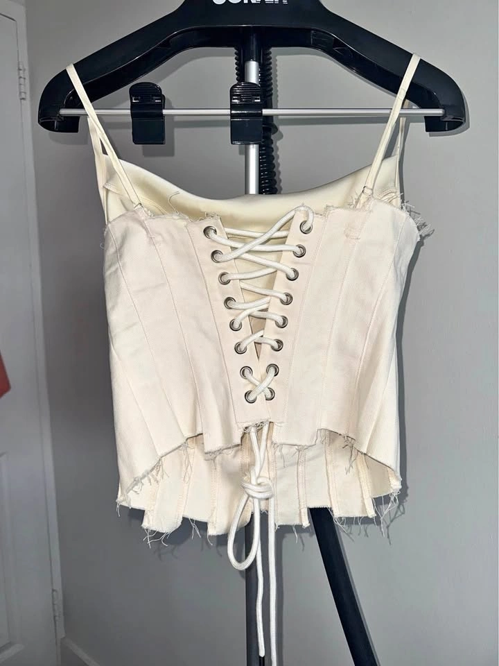 Women Cream Corset Crop Top