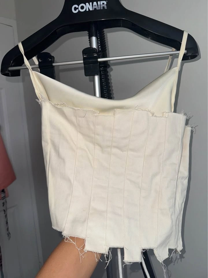 Women Cream Corset Crop Top - photo 2