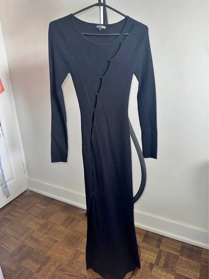 Black Long Sleeve Cutouts Fashion Nova Dress