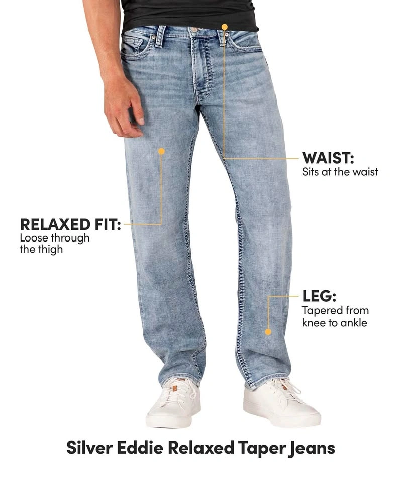 Mens Silver Eddie Jeans