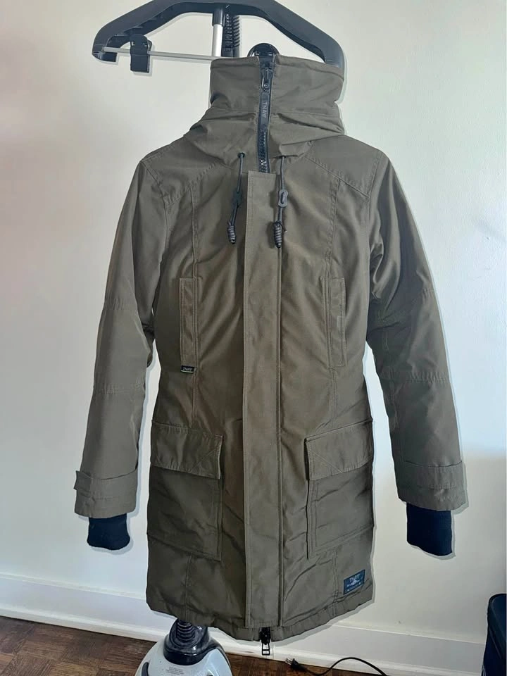 Women Olive Green Parka Winter Jacket TNA