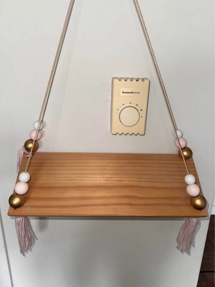 Boho Hanging Wooden Wall Shelf with Beads & Tassels - photo 2