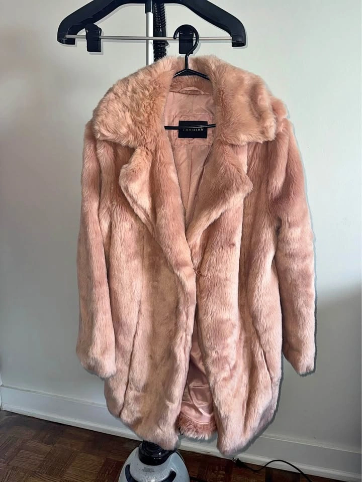 Blush Pink Faux Fur Teddy Coat