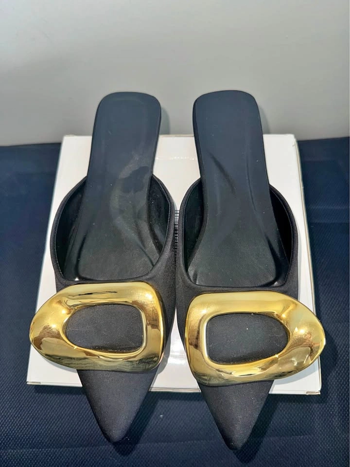 Black Pointed Mules Women EU40