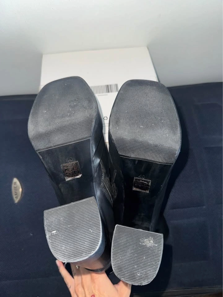Black Platform Block Heel Ankle Boots - photo 4