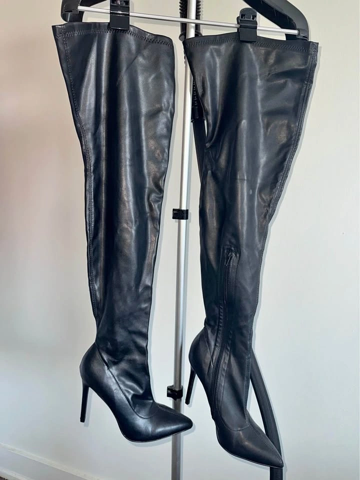 Black Over The Knee Stiletto Boots Fashion Nova US10