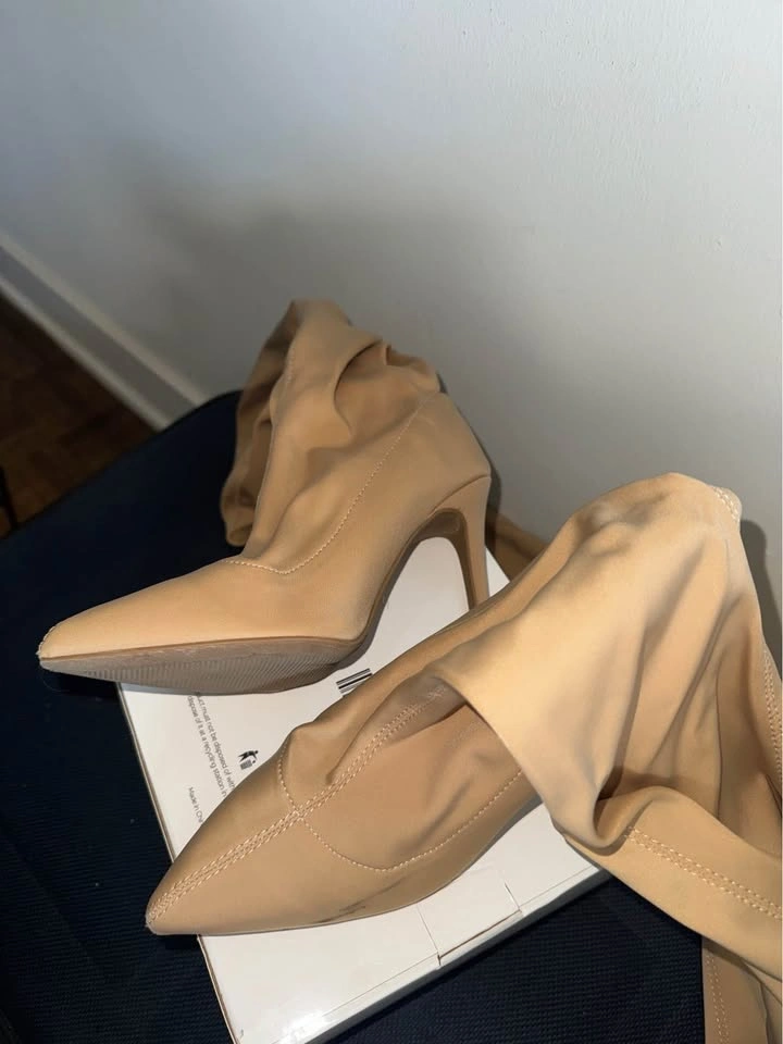 Beige Nude Over The Knee Stiletto Boots Fashion Nova US 8.5 - photo 3