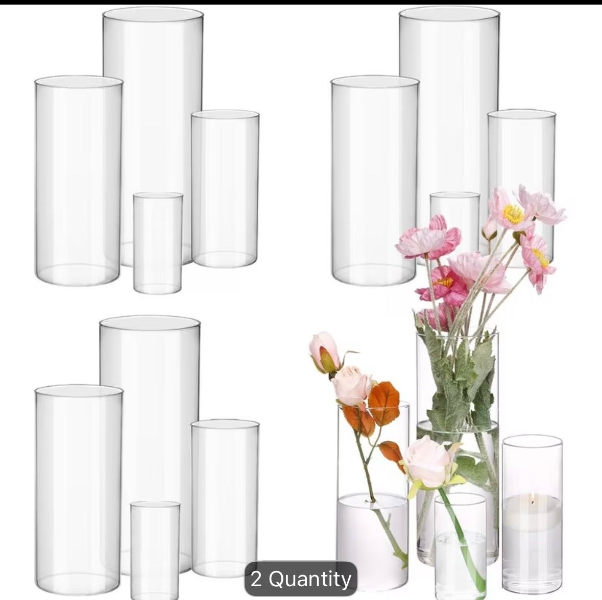 18 Piece Clear Glass Cylinder Vases