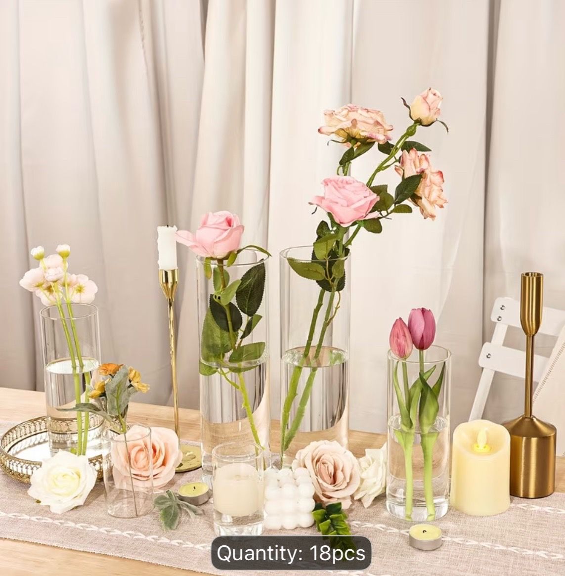 18 Piece Clear Glass Cylinder Vases - photo 5