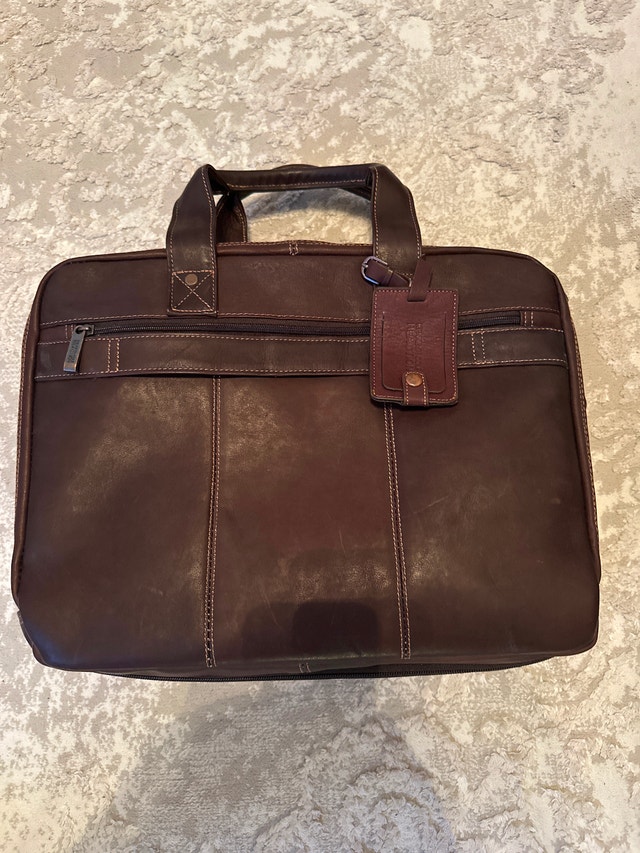 Brown leather Kenneth Cole Reaction laptop briefcase - photo 3